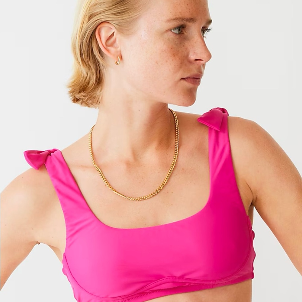 NWT J.Crew Tie Shoulder Scoop Neck Bikini Top - Picture 2 of 4
